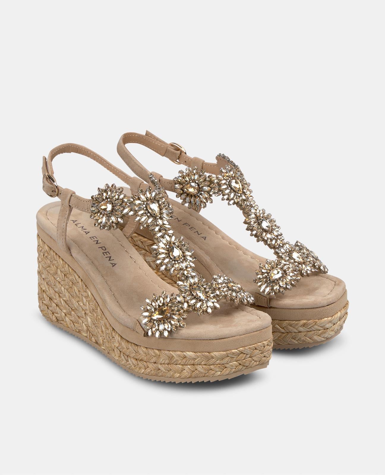 alma-en-pena-keilsandale-juwel-riemen-beige-7-cm image 2