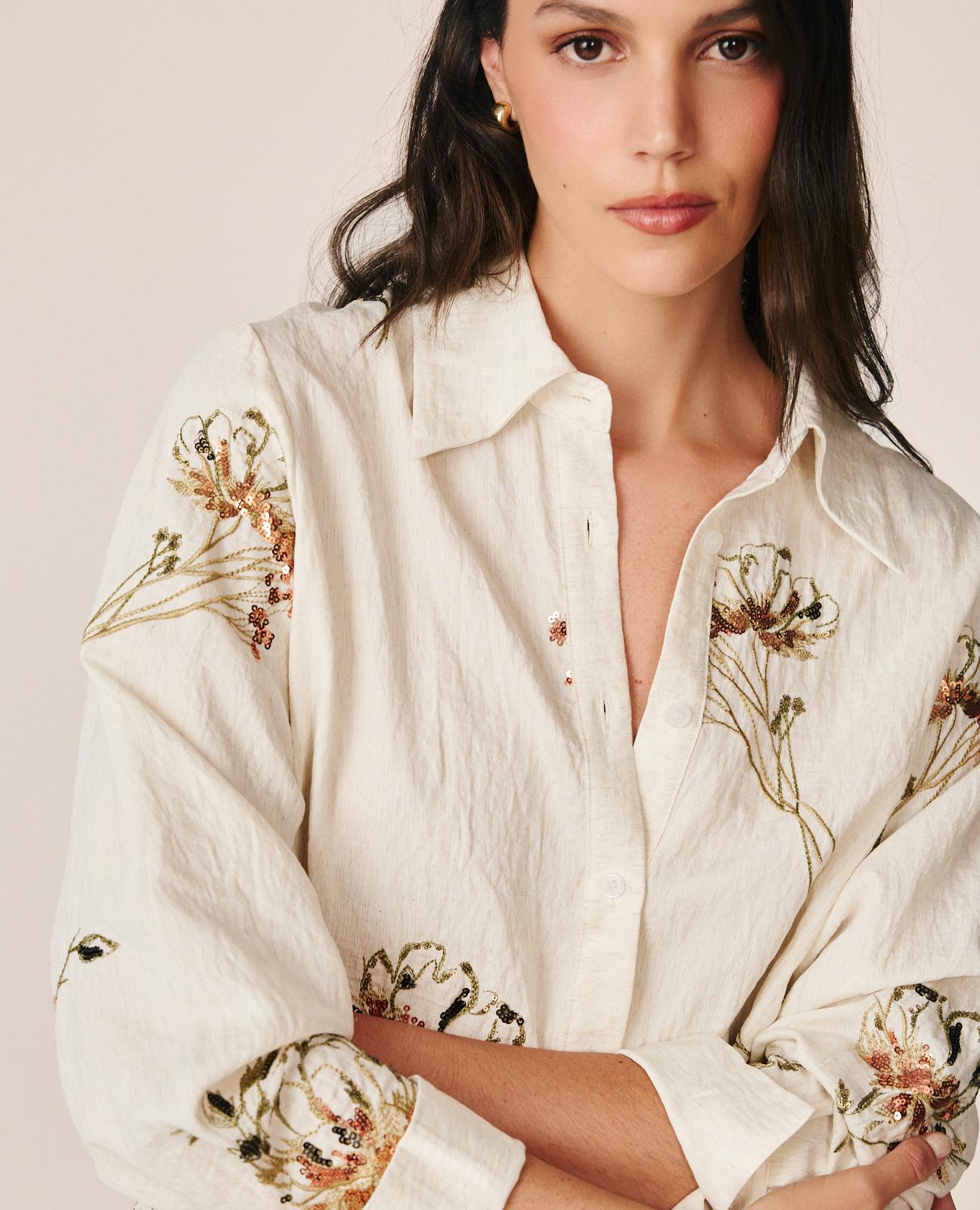 alma-en-pena-leinen-bluse-wei-mit-floral-stickerei-und-pailletten image 3