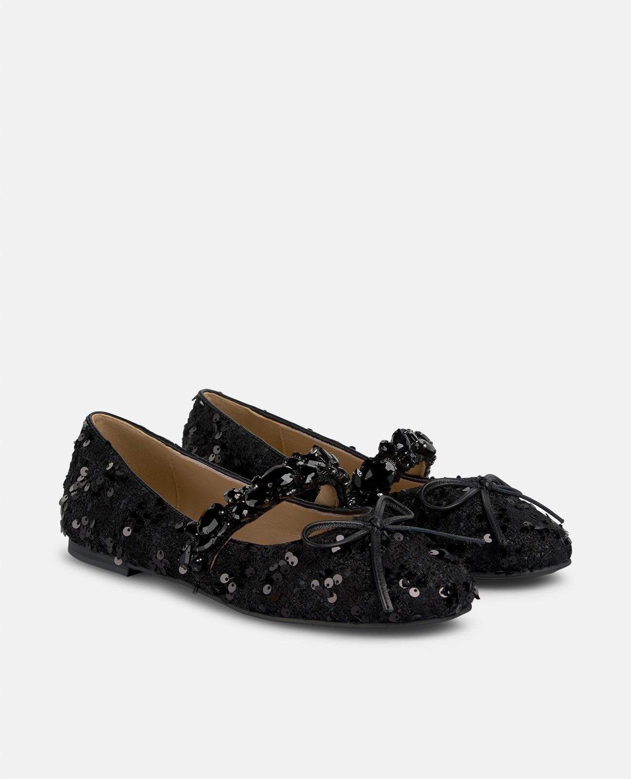 alma-en-pena-53686-ballerina-tweed-schwarz-0-5-cm-mit-schleife image 2