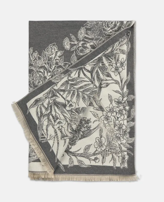alma-en-pena-rechteckiger-schal-mit-blumenprint-grau image 1