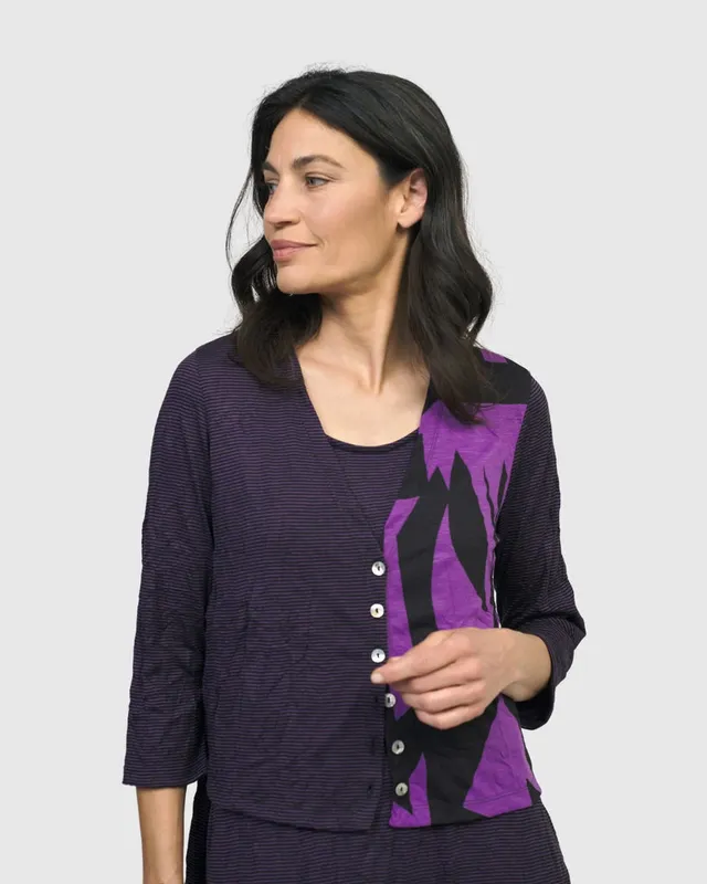 alembika-trapezoid-cardigan-damen-strickjacke-violett image 1