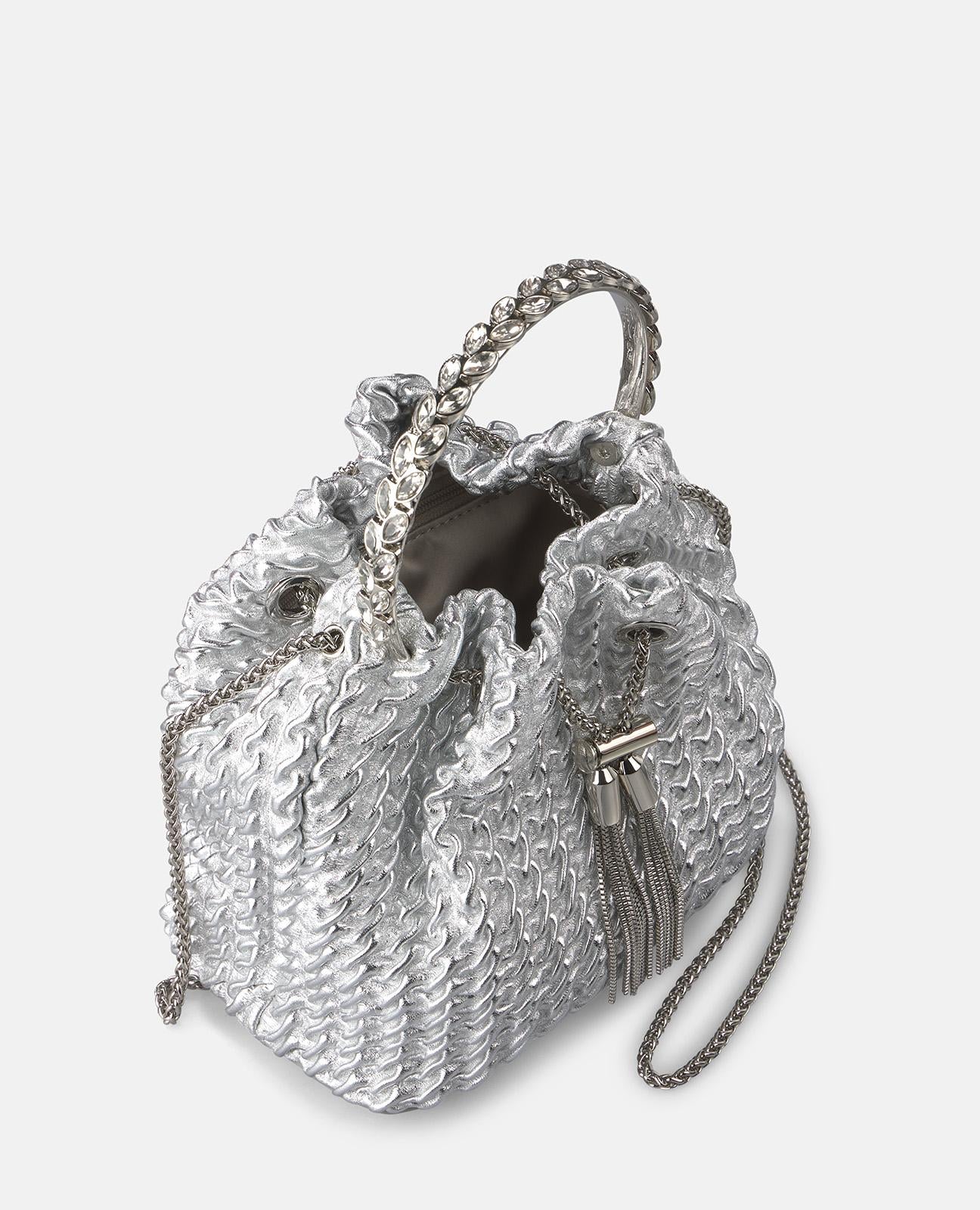 alma-en-pena-clutch-candy-silber-kroko-pr-gung-strassgriff-mit-kette image 6