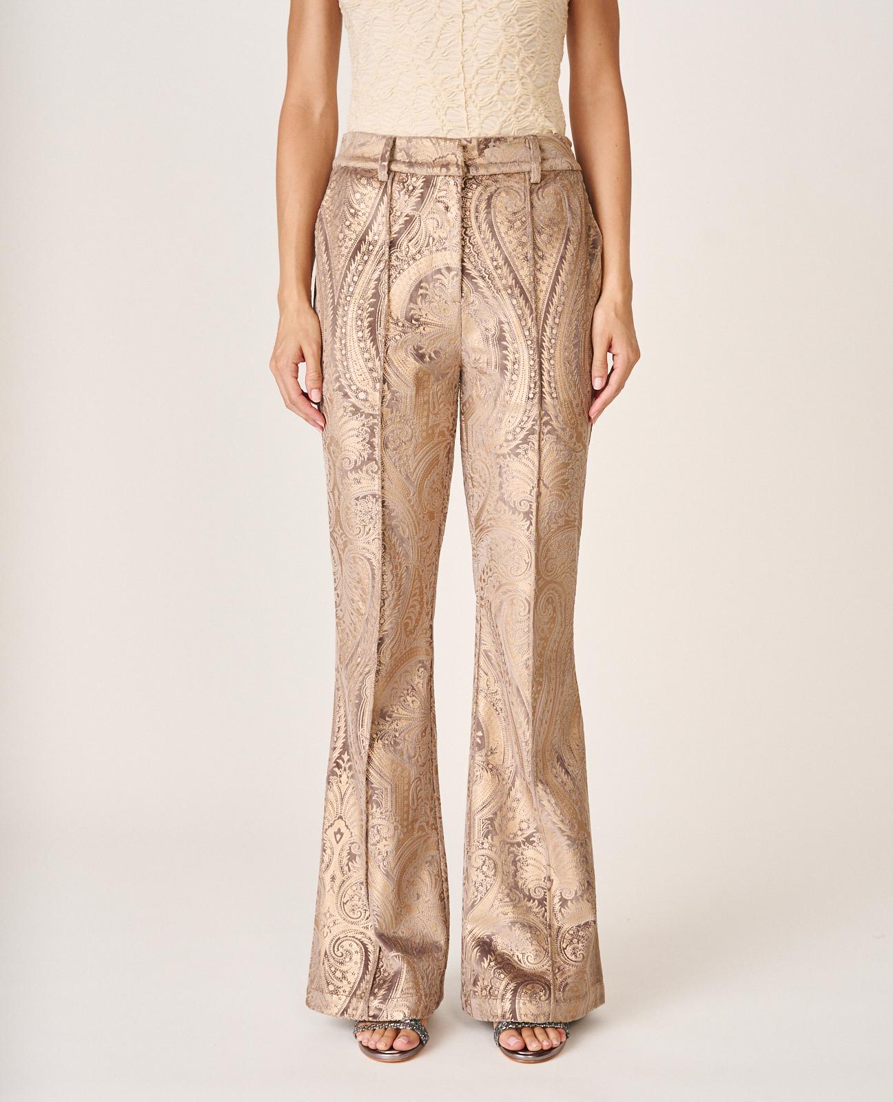 alma-en-pena-printed-flare-pants-gold-metallic image 3