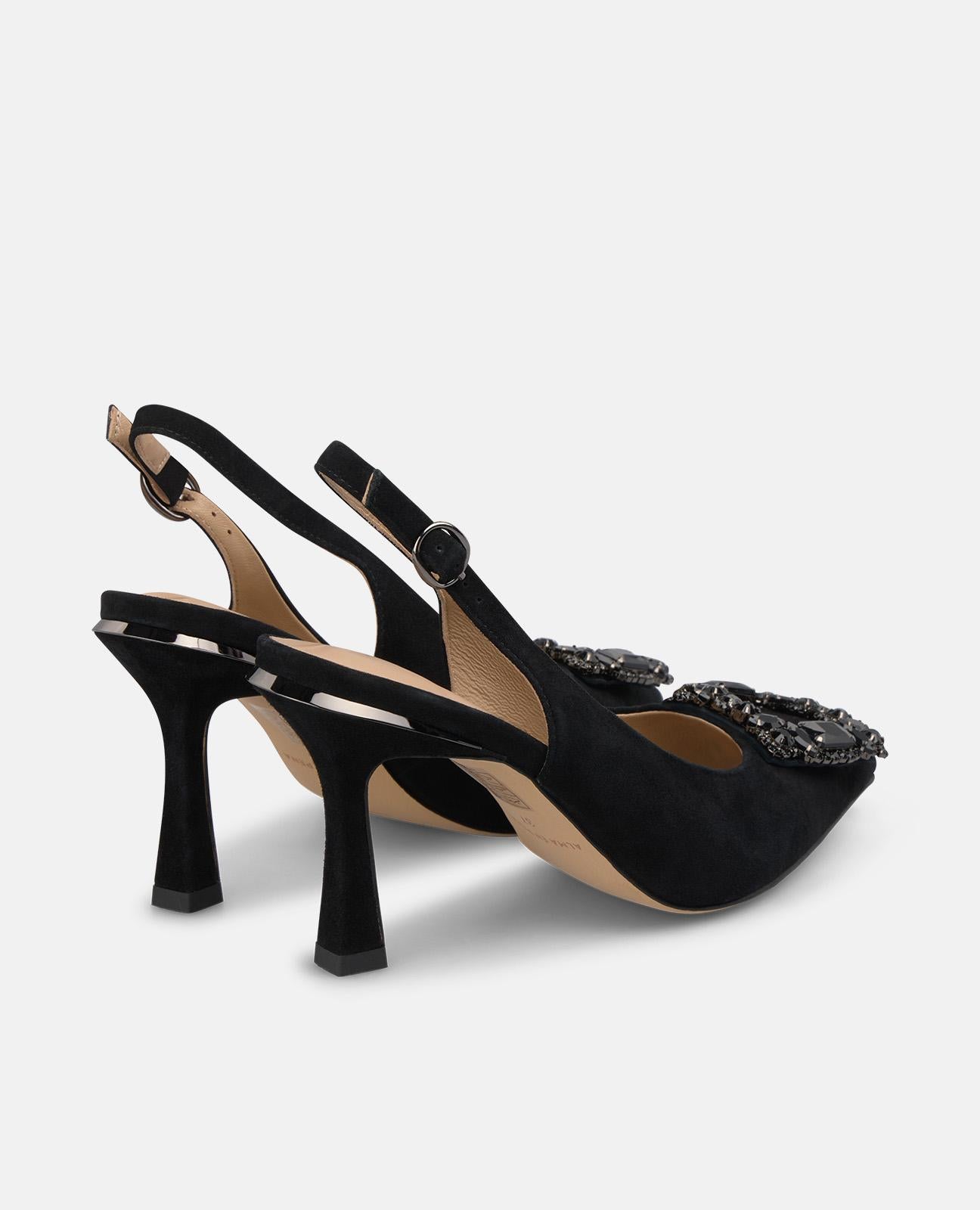 alma-en-pena-slingback-pumps-schwarz-8-cm-mit-strass-schnalle image 3