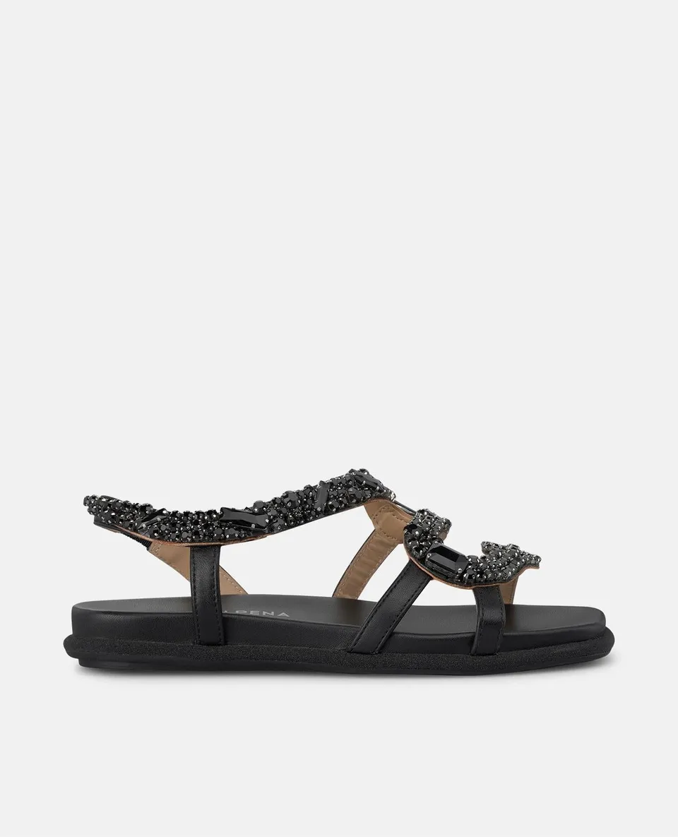 alma-en-pena-flache-snake-sandale-schwarz-mit-strass image 1
