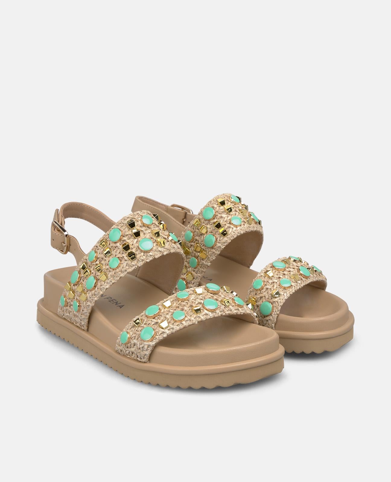 alma-en-pena-double-strap-raffia-plateau-sandalen-braun-3-cm image 2