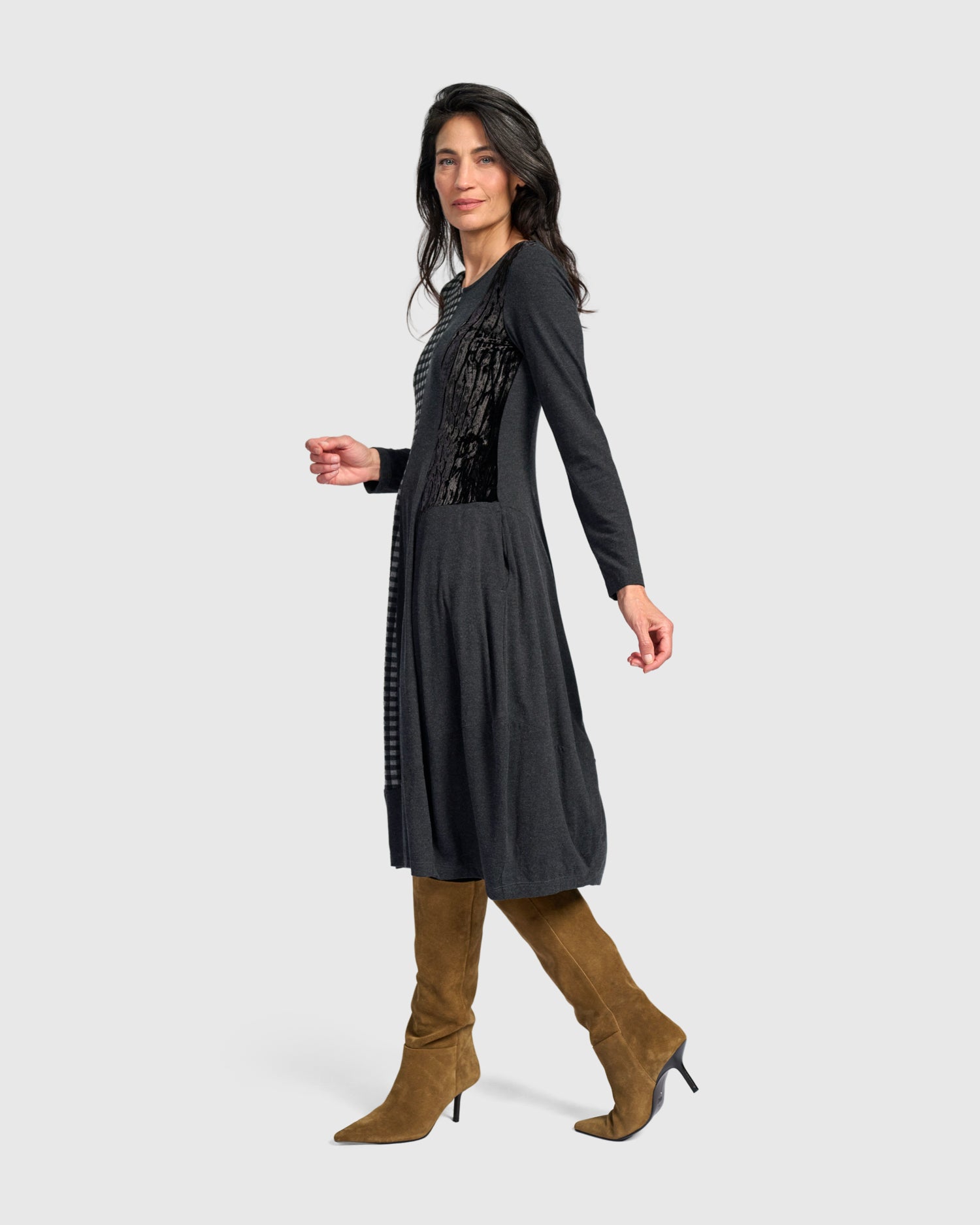 alembika-sterling-dress-grey-mix-damen-midikleid-cocoon image 3
