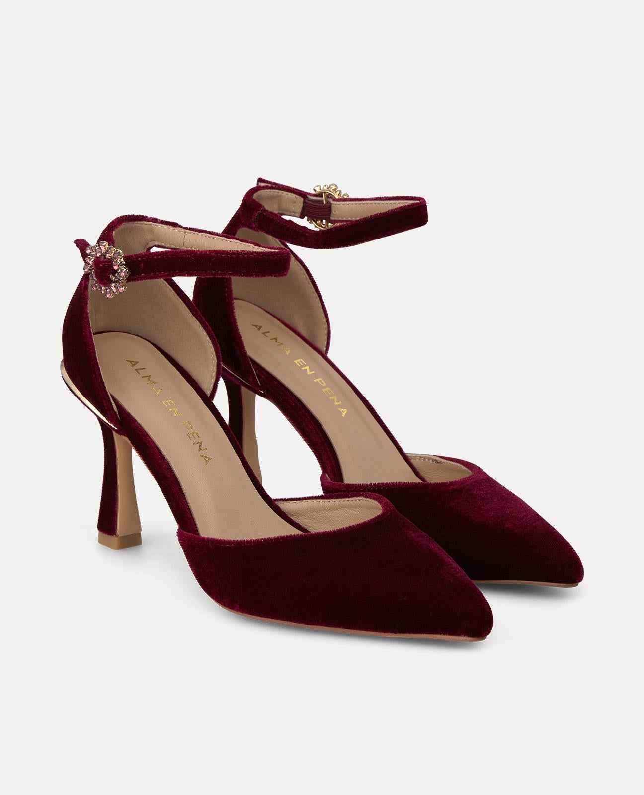 alma-en-pena-velvet-heeled-shoes-mit-kn-chelriemen-bordeaux-samt-pumps-8-cm-absa image 2