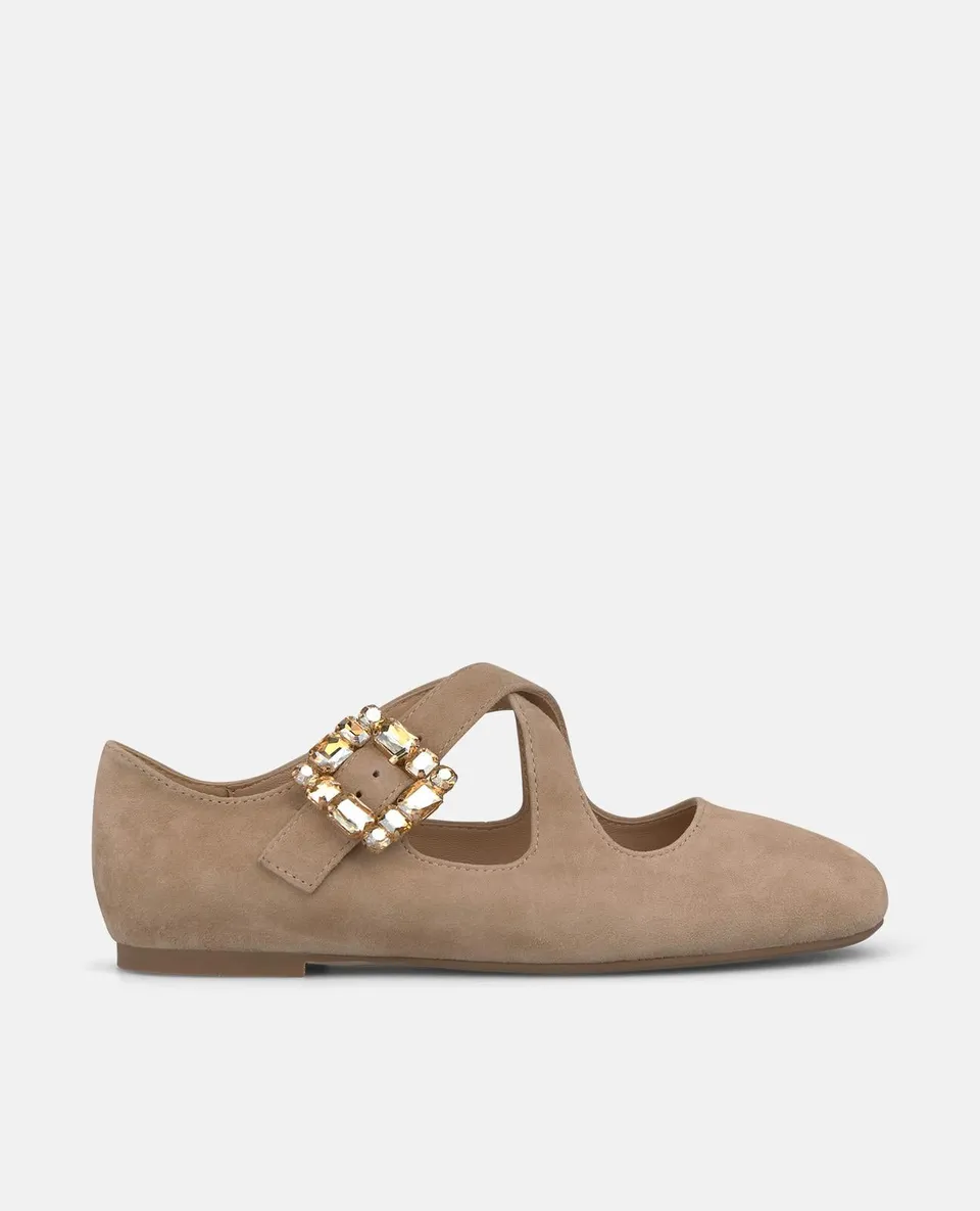 alma-en-pena-ballerina-wildleder-ballerina-arena-mit-schnalle-und-schmuck image 1