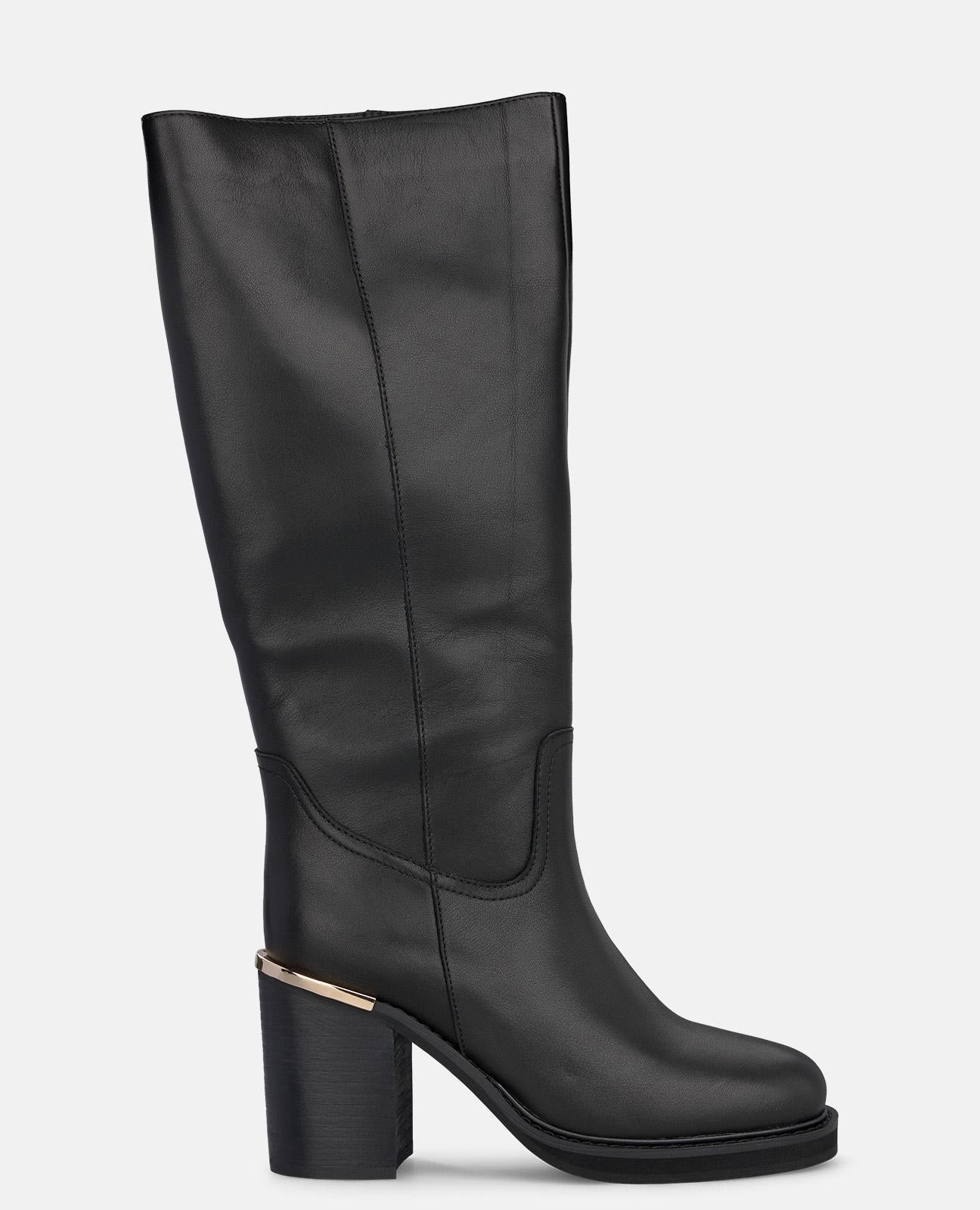 alma-en-pena-high-top-lederstiefel-schwarz-mit-8-5-cm-blockabsatz image 1