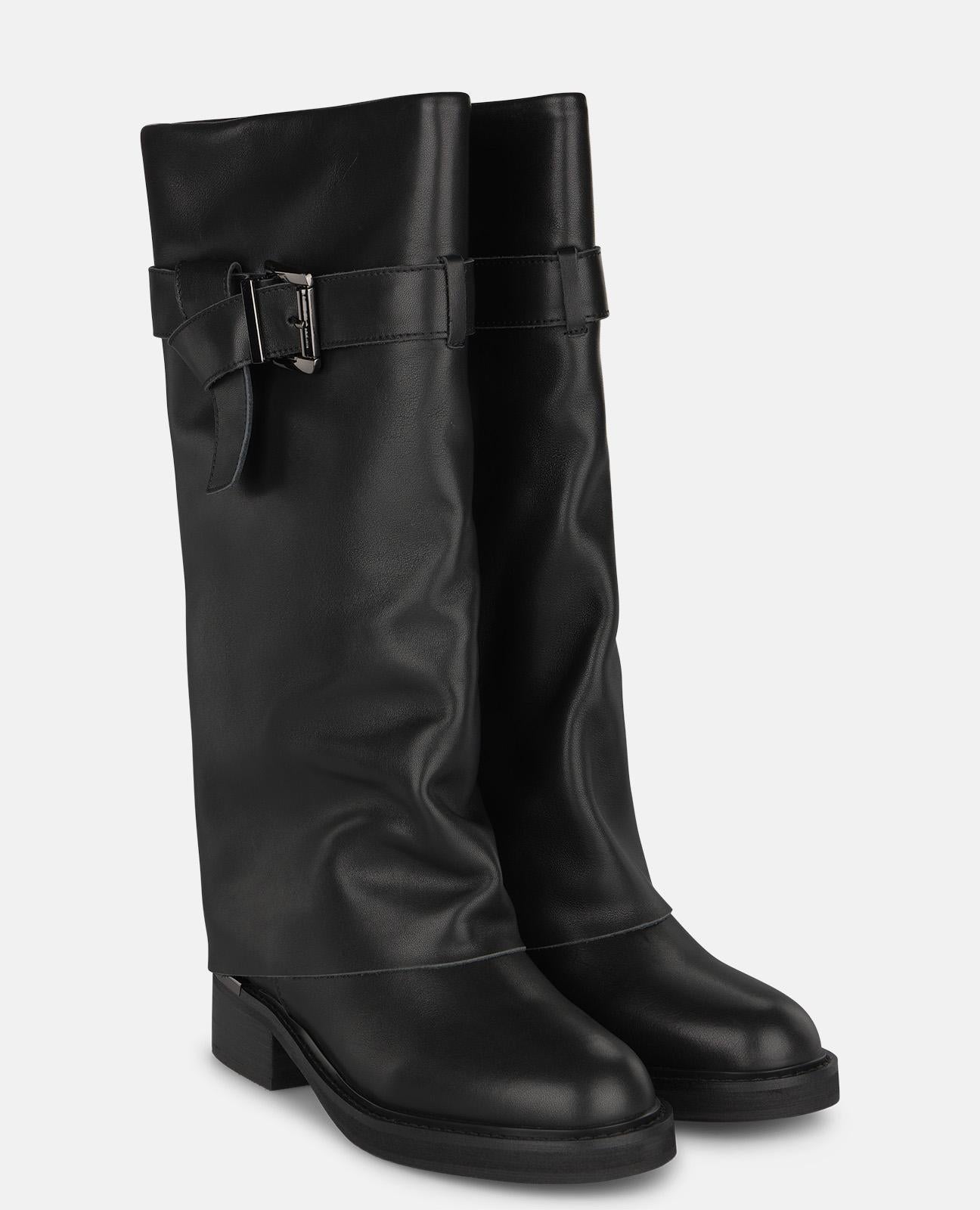 alma-en-pena-alfa-64250-flache-nappa-stiefel-mit-schnalle-schwarz image 2