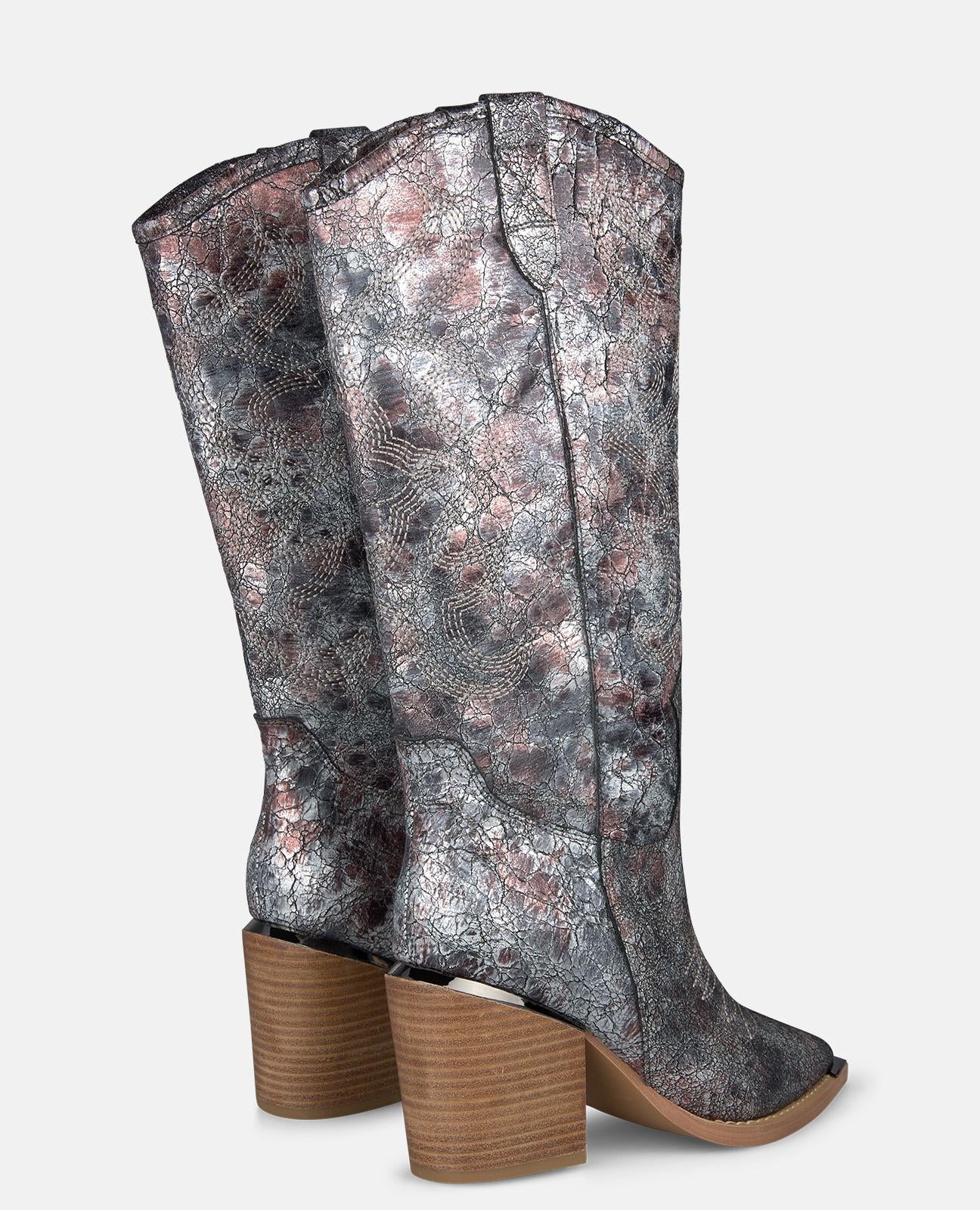 alma-en-pena-country-boot-cowboy-stiefel-silber-metallic-7-5-cm-absatz-38-cm-sch image 3