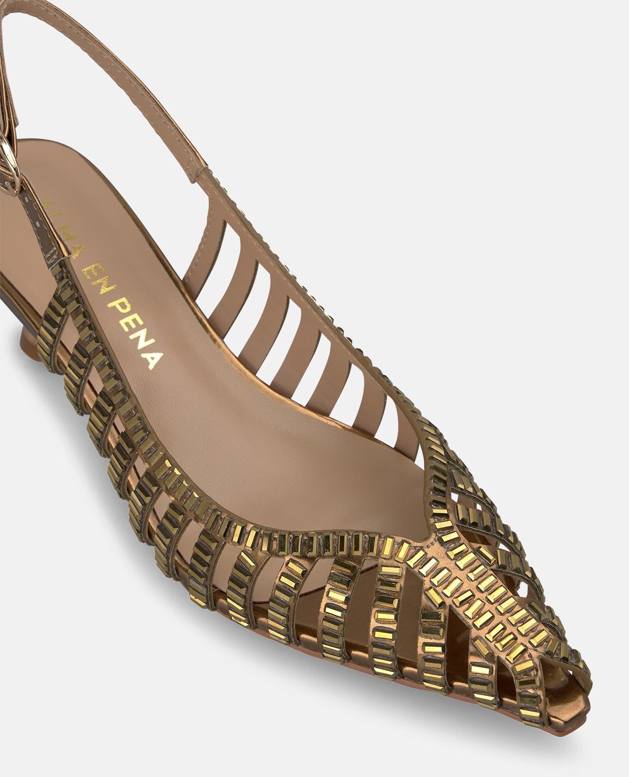 alma-en-pena-slingback-kitten-heel-4-5-cm-mit-strass-bronze image 4
