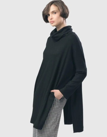 alembika-cowl-waffle-tunic-black-damen-tunika-wasserfall image 2