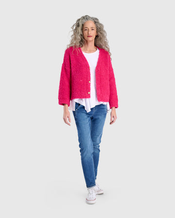 alembika-teddy-boucle-cardigan-fuchsia image 3