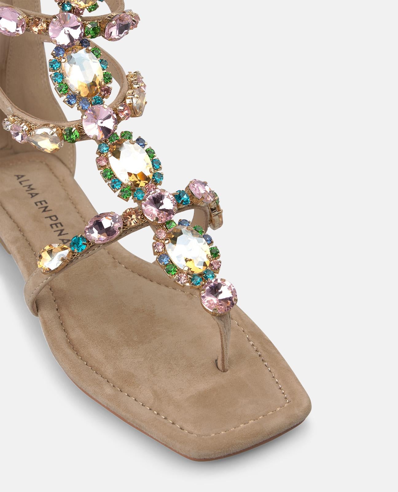 alma-en-pena-alfa-62488-flache-sandalen-arena-mit-strass-2-cm image 4