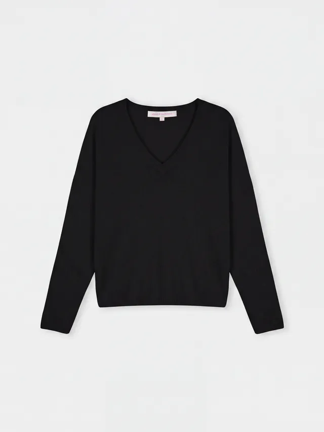 absolut-alicia-damen-kaschmirpullover-v-ausschnitt-oversize-schwarz image 1