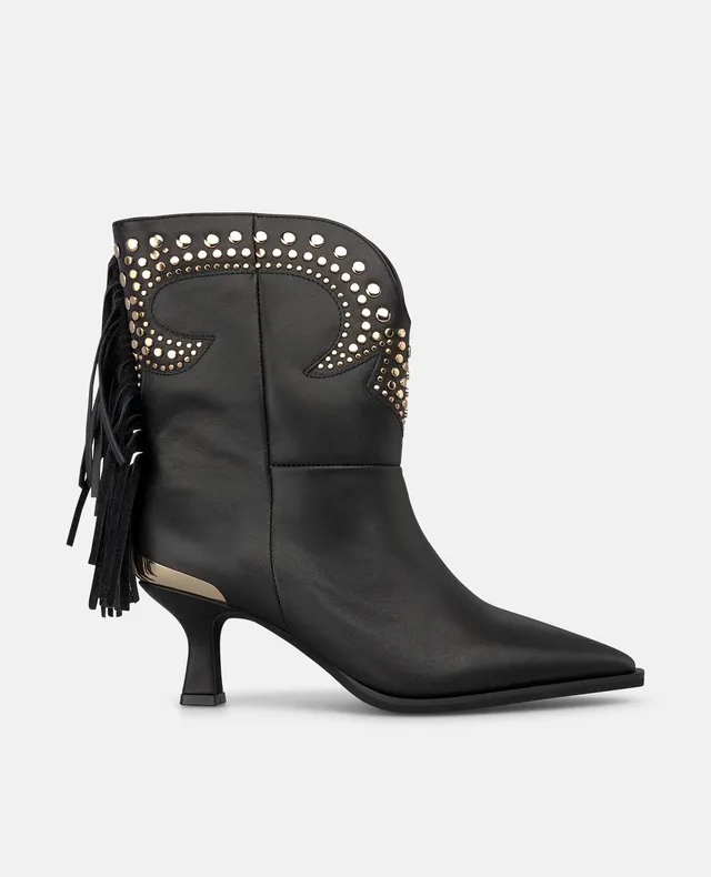 alma-en-pena-cowboy-ankle-boots-mit-fransen-nappa-leder-schwarz image 1