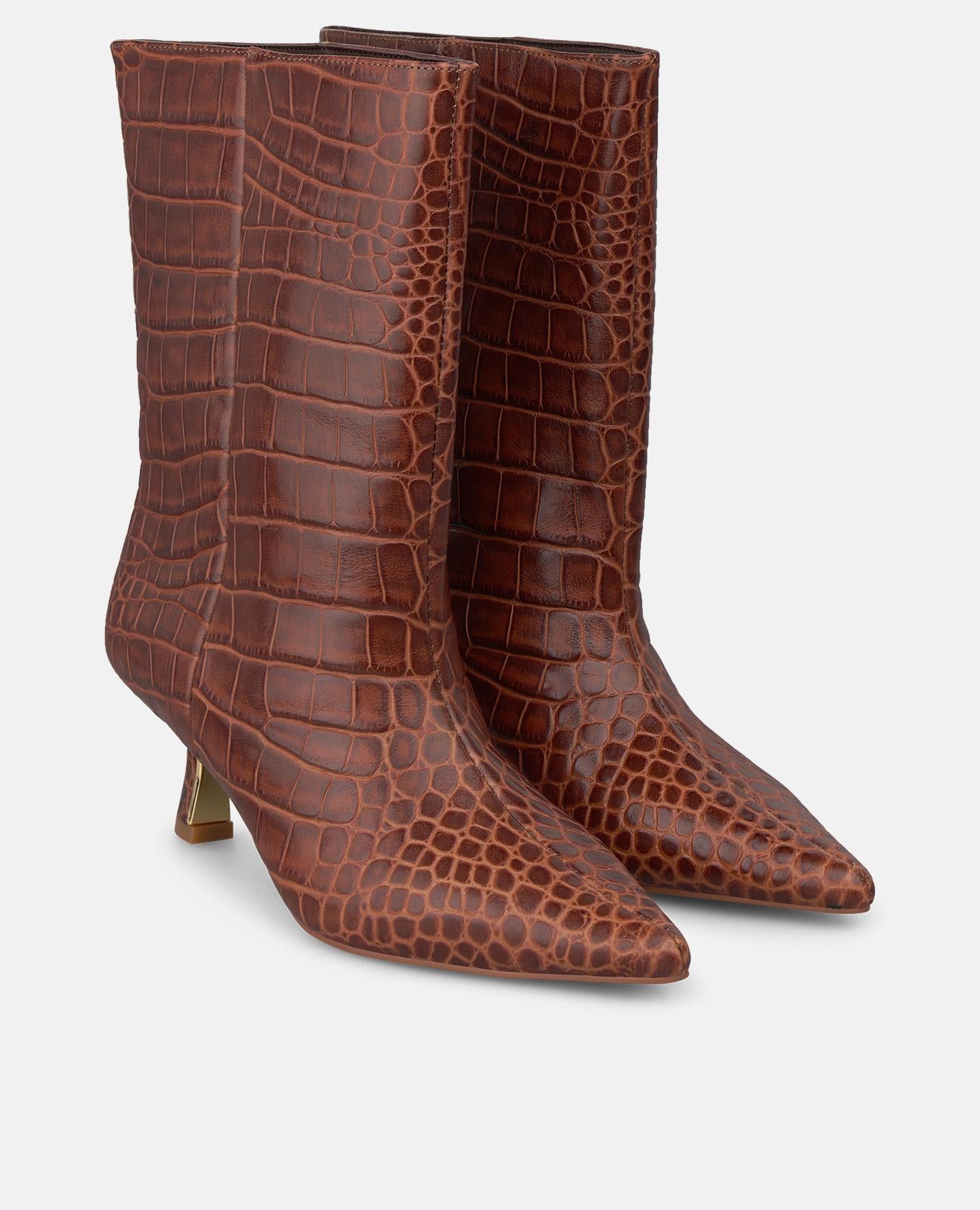 alma-en-pena-stiefelette-animal-print-leder-camel-spitz-5-5-cm-trichterabsatz image 2