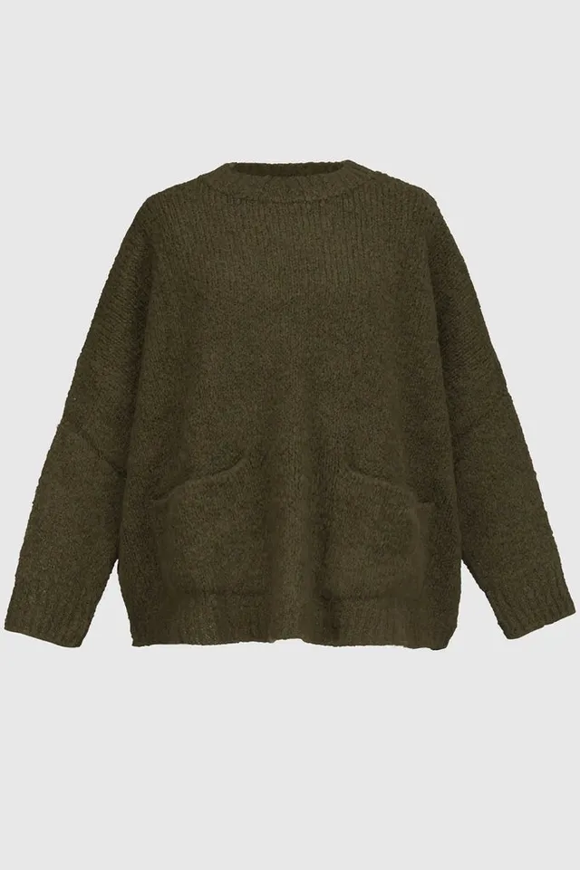 alembika-signature-crewneck-pullover-khaki-oversize image 1