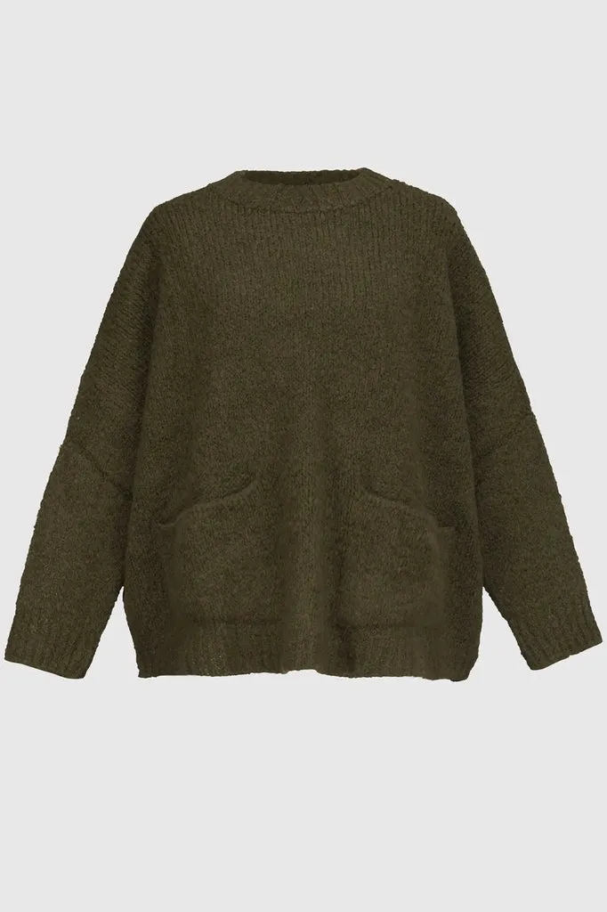 alembika-signature-crewneck-pullover-khaki-oversize image 1