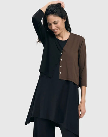 alembika-essential-2-tone-crop-cardigan-coffee image 2