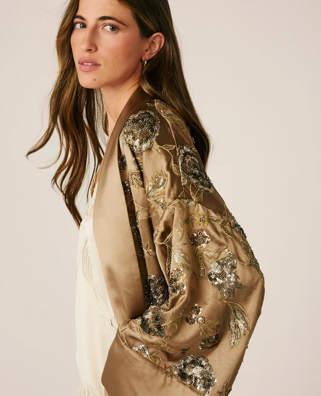 alma-en-pena-satin-kaftan-mink-mit-pailletten image 1
