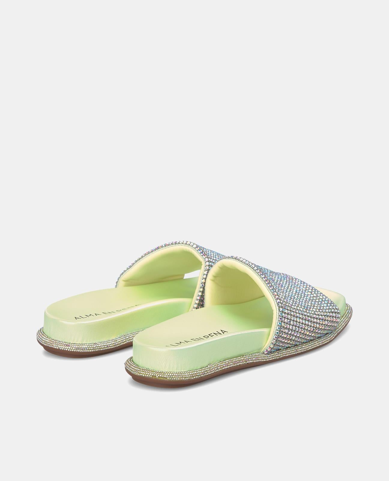 alma-en-pena-flache-sandale-mit-strass-riemen-in-gr-n-eckig image 3