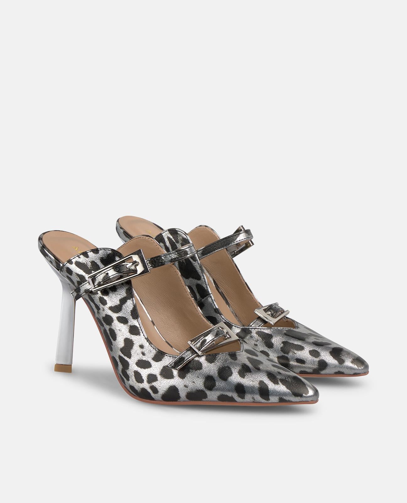 alma-en-pena-slingback-pumps-mit-doppelschnalle-10-cm-absatz-silber image 2