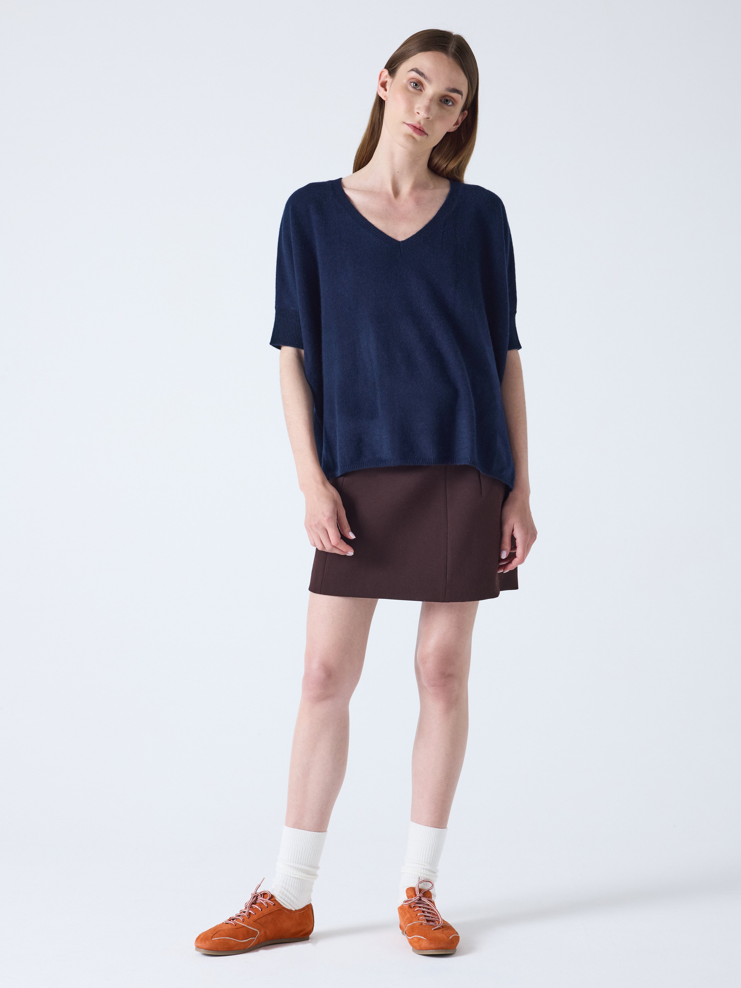 absolut-kate-pull-poncho-damen-v-ausschnitt-kaschmir-navy image 2