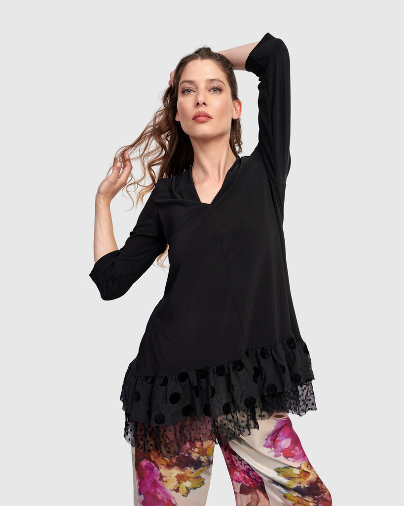 alembika-crystal-v-neck-tunika-schwarz-damen-abend-tunika-mit-r-schen image 1