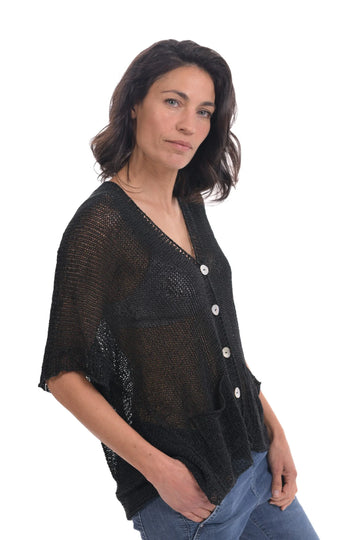 alembika-luxe-cardigan-schwarz-kurzarm-strickjacke image 4