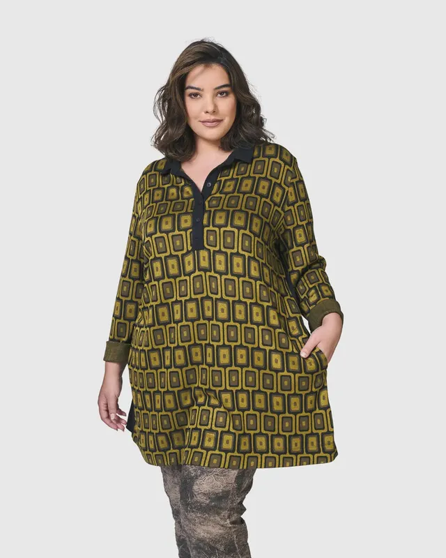 alembika-dynamite-days-button-down-tunika-chartreuse image 1