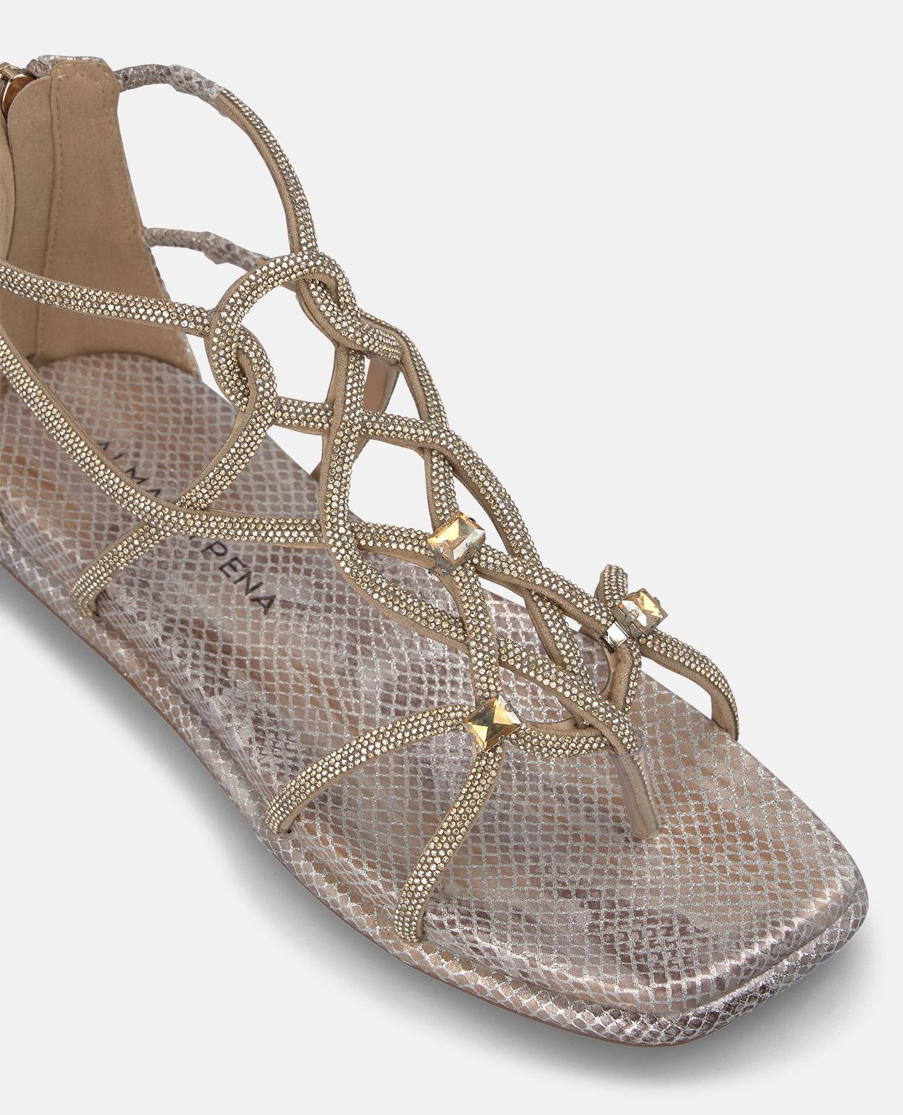 alma-en-pena-closed-heel-sandals-flach-metallic-braun-damen image 4