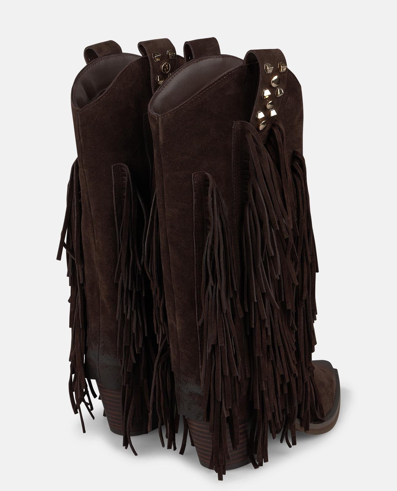 alma-en-pena-suede-cowboy-boots-mit-fransen-braun image 3