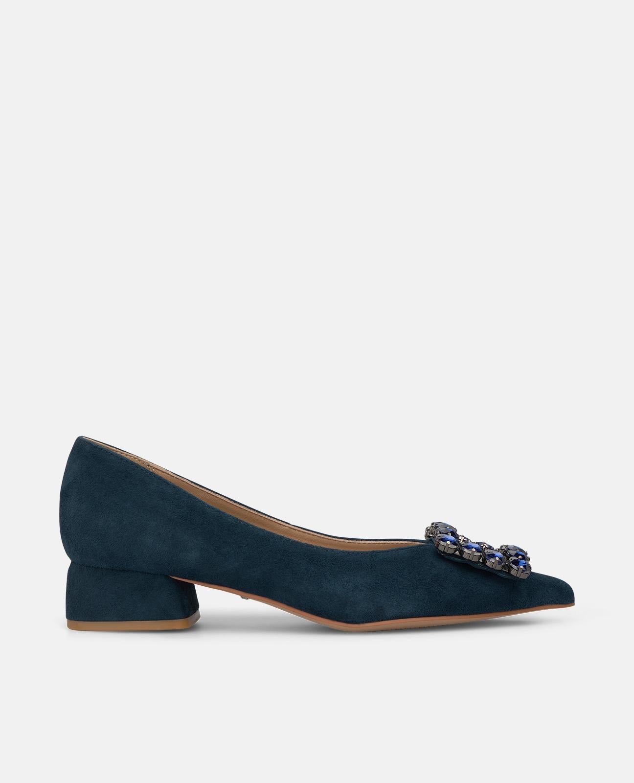 alma-en-pena-leder-ballerina-mit-blume-blau-3-5-cm image 1