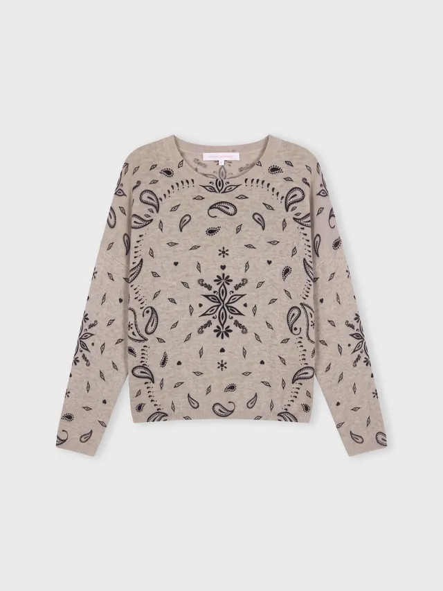 absolut-ariane-print-damen-kaschmir-pullover-bandana-beige image 1