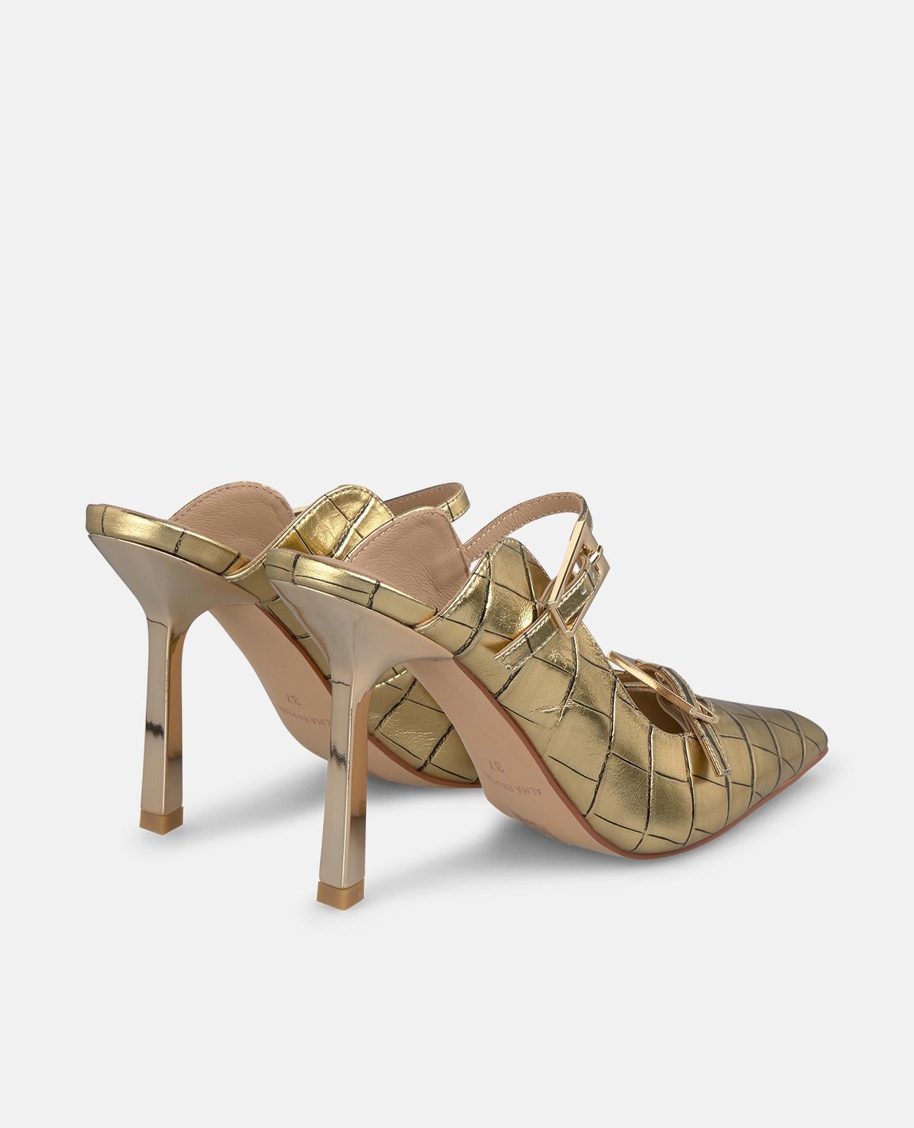 alma-en-pena-slingpumps-gold-mit-schnallen-absatz-10-cm image 3