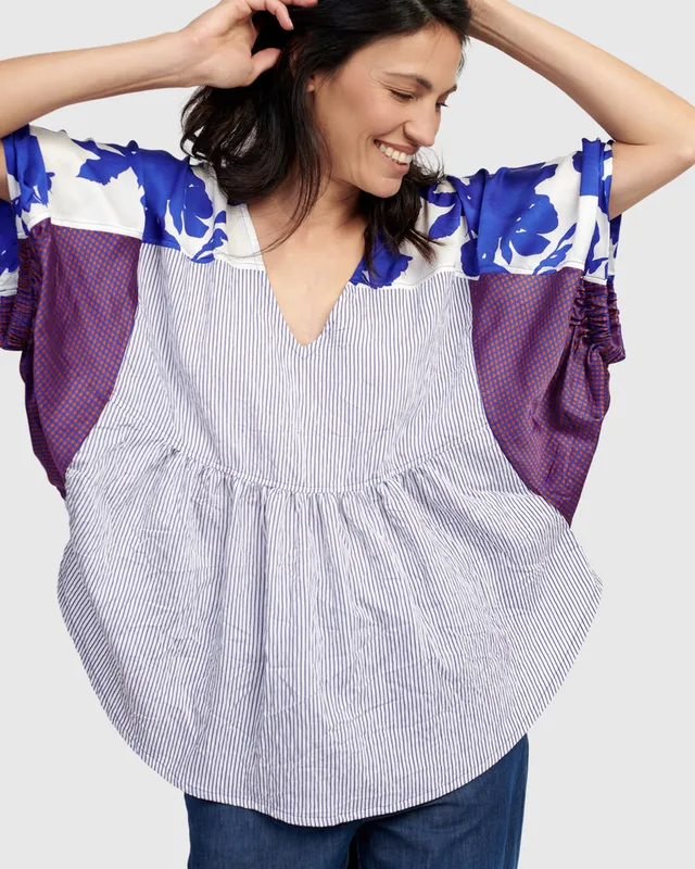 alembika-melody-butterfly-bluse-damen-cerulean image 1