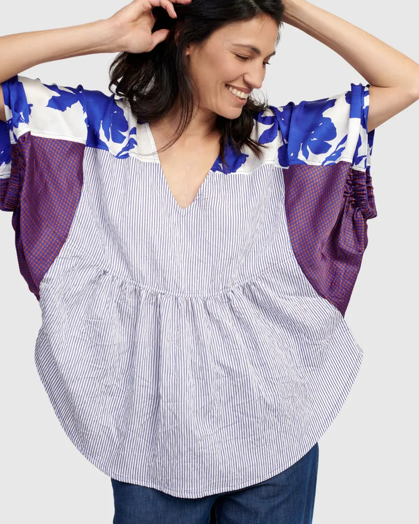 alembika-melody-butterfly-bluse-damen-cerulean image 1