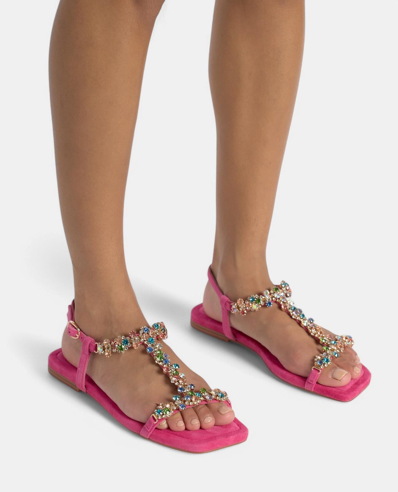 alma-en-pena-multicolor-beaded-sandal-flachsandale-fuchsia-1-cm image 4