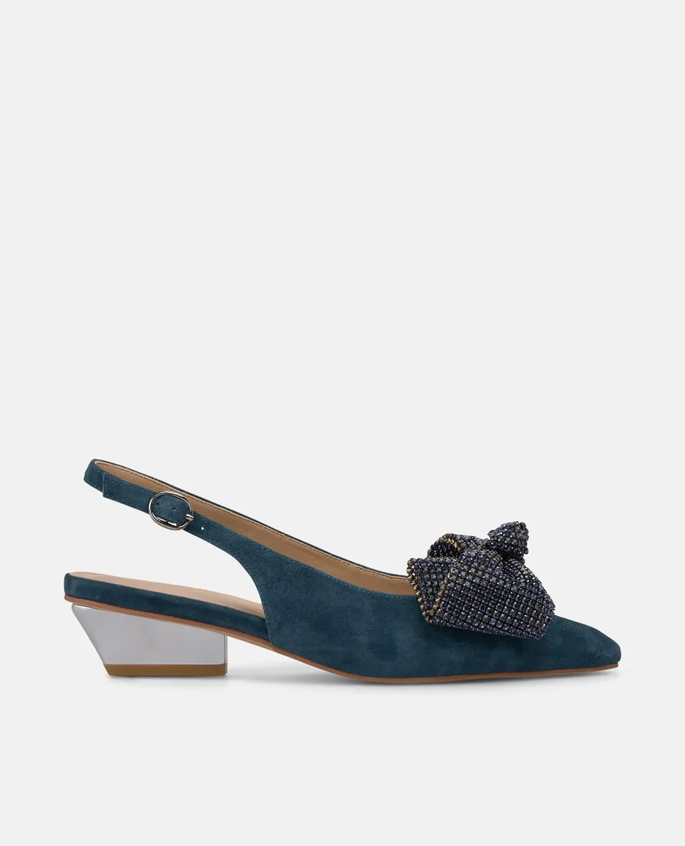 alma-en-pena-slingpumps-blau-mit-schleife-spitze-kappe-5-cm-blockabsatz image 1