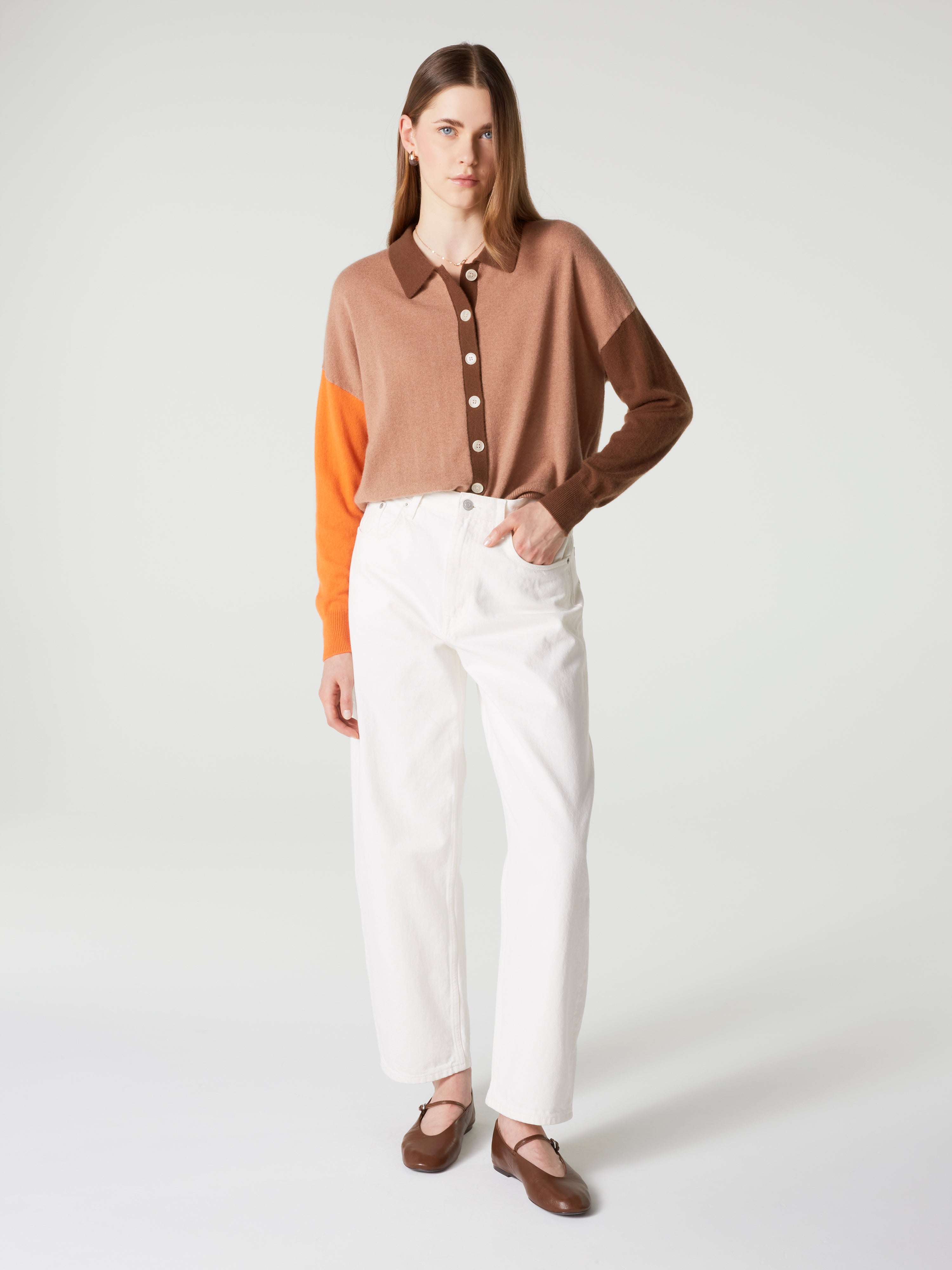 absolut-majura-fancy-damen-kaschmir-hemd-polo-kragen-bicolor-braun image 5