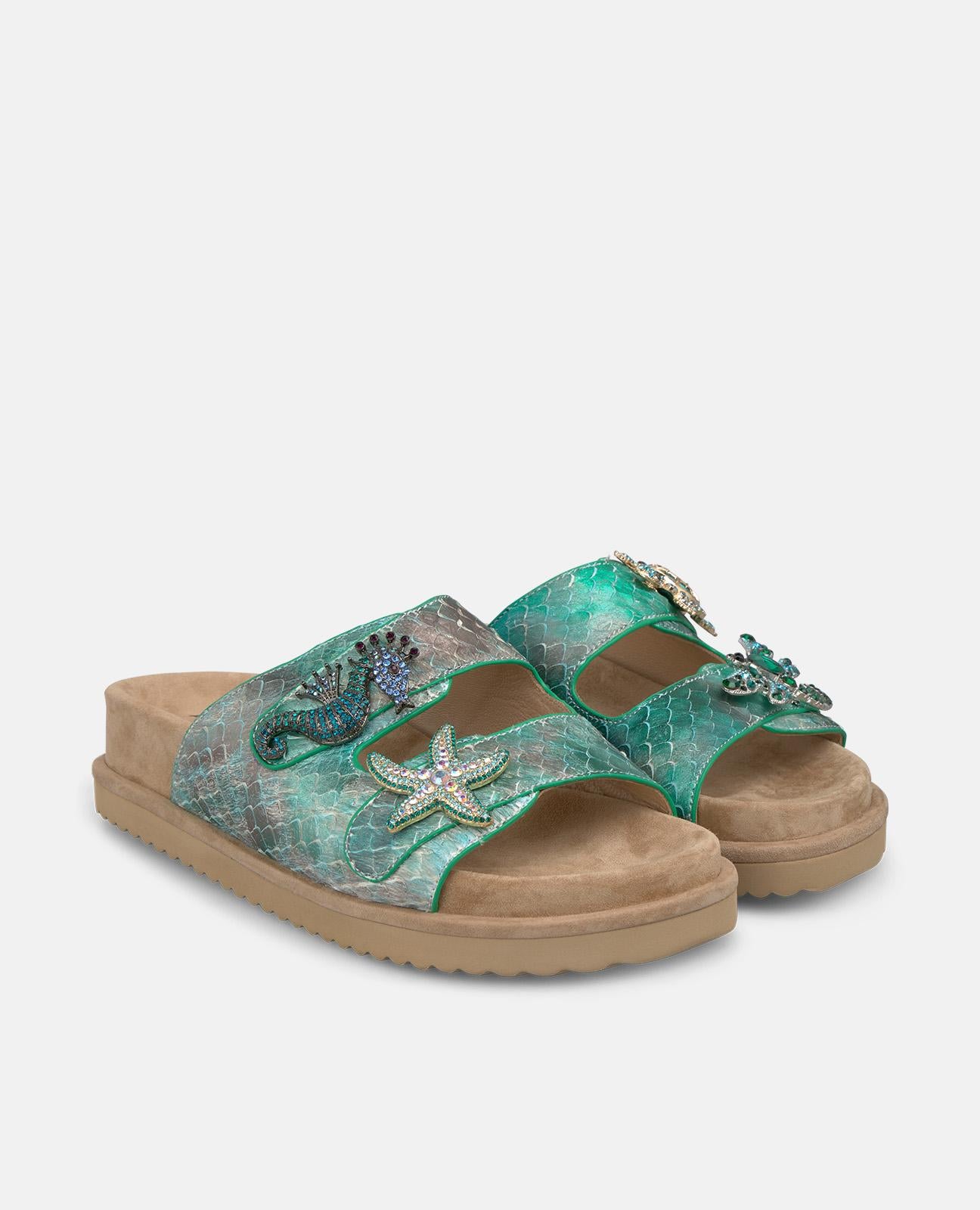 alma-en-pena-sansalia-snake-effect-buckle-t-rkise-plateau-sandale-3-cm image 1