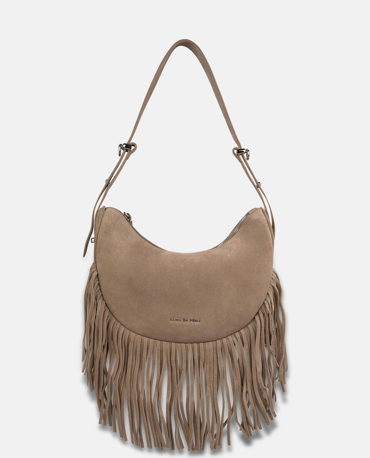 alma-en-pena-tasche-halbmond-vison-wildleder-fransen image 2