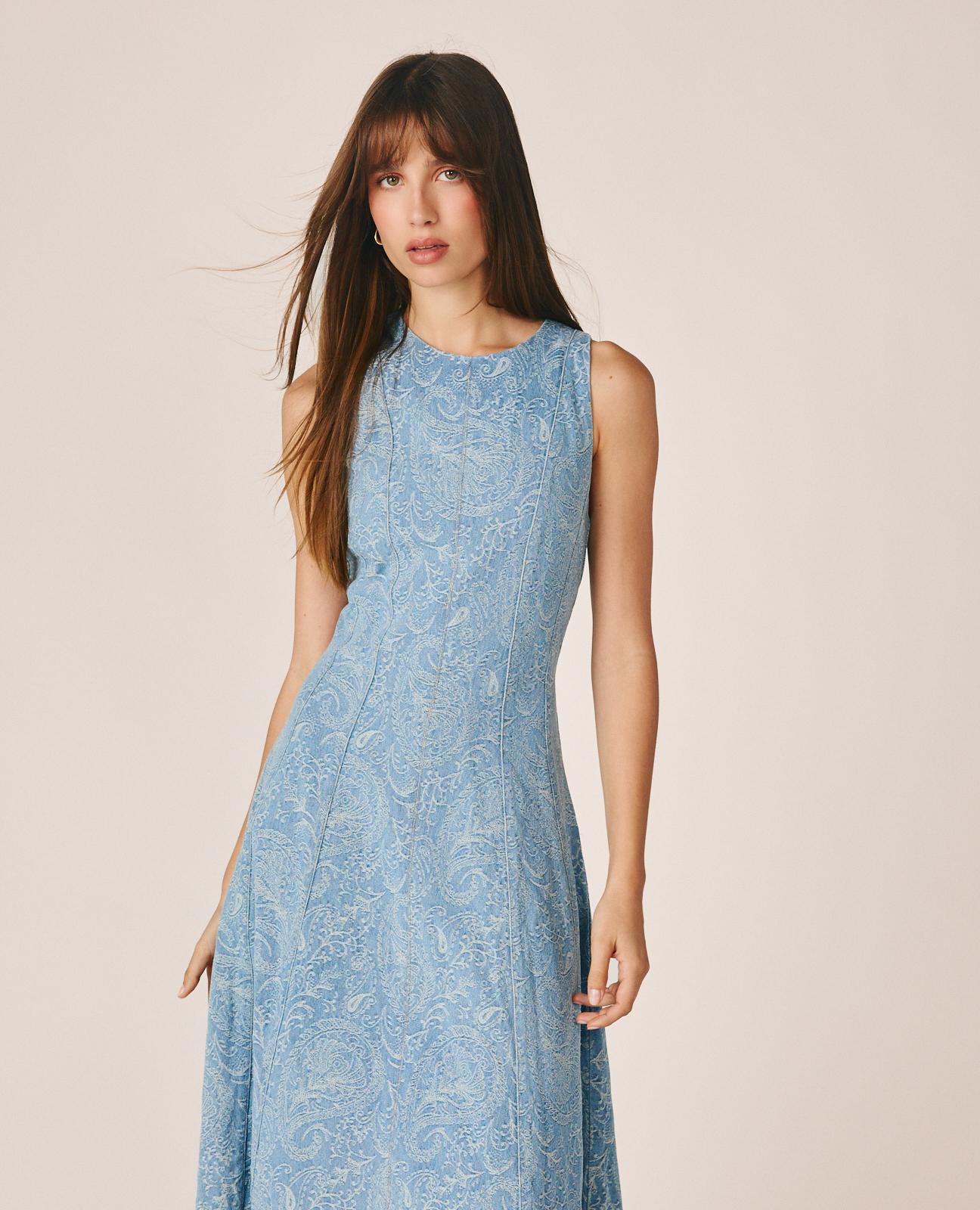 alma-en-pena-paisley-jacquard-maxikleid-blau-rmellos image 4