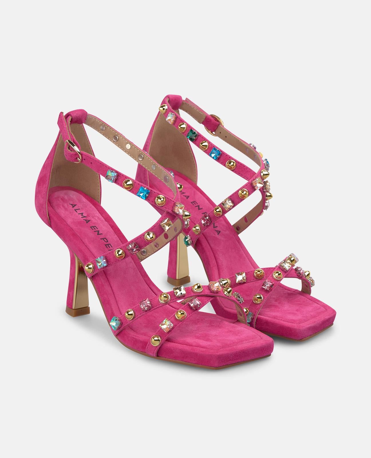 alma-en-pena-high-heel-sandale-fuchsia-nieten-9-cm-stiletto-eckig image 2