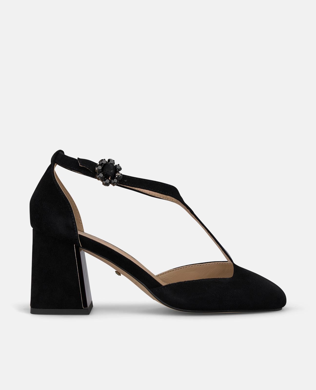 alma-en-pena-pumps-wildleder-schwarz-t-riemen-7-cm-blockabsatz image 1