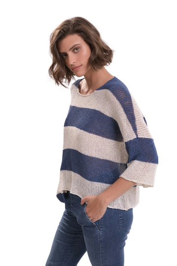 alembika-luxe-pocket-hem-sweater-navy-streifenpullover image 3