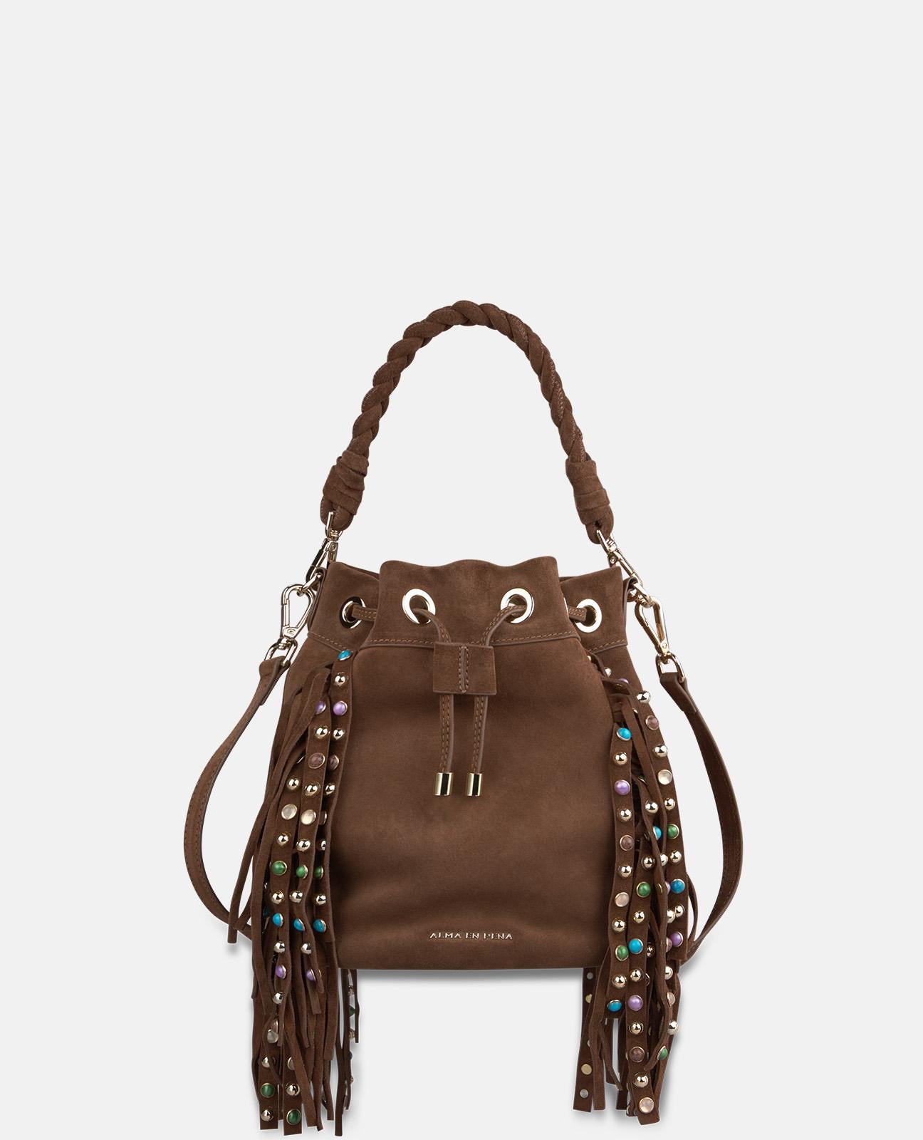 alma-en-pena-candy-bag-mit-fransen-spaltleder-camel image 2